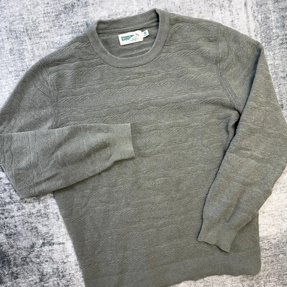 Wellen Sweater Men Medium Gray Wave Texture Stitch Merino Wool Coastal Huckberry